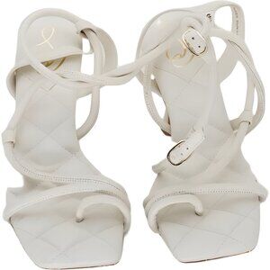 Sam Edelman Women's Quilted Leather Ankle Sandals Cream Size 8.5